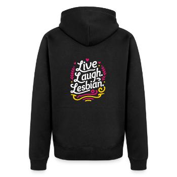Live Laugh Lesbian Lesbian Pride LGBTQ+ Pride Mont - Veste à capuche bio Premium Unisexe - noir - Dos - Nico (187cm)