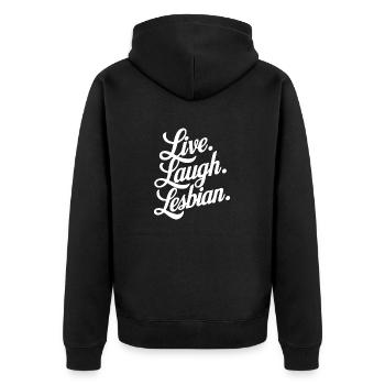 Live Laugh Lesbian Lesbian Pride LGBTQ+ Pride Mont - Veste à capuche bio Premium Unisexe - noir - Dos - Nico (187cm)