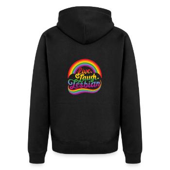 Live Laugh Lesbian Lesbian Pride LGBTQ+ Pride Mont - Veste à capuche bio Premium Unisexe - noir - Dos - Nico (187cm)
