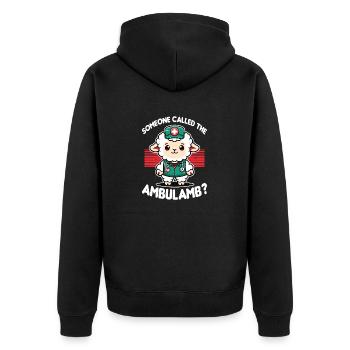 Ambulamb Lamm Schaf Krankenschwester Krankenwagen Arzt Paramed - Unisex Premium Bio Zip Hoodie - Schwarz - Hinten - Nico (187cm)