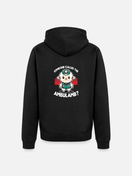 Ambulamb Lamb Sheep Nurse Ambulance Doctor Paramed - Unisex Premium Organic Zip Hoodie - black