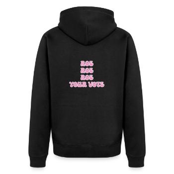 Roe roe roe deine Stimme Pro Choice Feminist Row US - Unisex Premium Bio Zip Hoodie - Schwarz - Hinten - Nico (187cm)