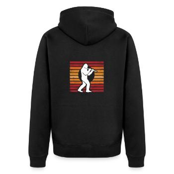 Flûte traversière Sasquatch Bigfoot Sunset Vintage - Veste à capuche bio Premium Unisexe - noir - Dos - Nico (187cm)