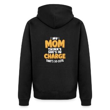 Meine Mutter denkt, sie hat das Sagen Das ist so süß Lustig - Unisex Premium Bio Zip Hoodie - Schwarz - Hinten - Nico (187cm)