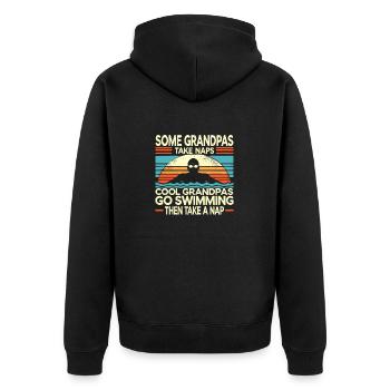 Manche Opas machen ein Nickerchen Coole Opas gehen Schwimmen - Unisex Premium Bio Zip Hoodie - Schwarz - Hinten - Nico (187cm)