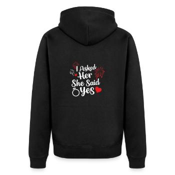 Je lui ai demandé et elle a dit Oui. - Veste à capuche bio Premium Unisexe - noir - Dos - Nico (187cm)