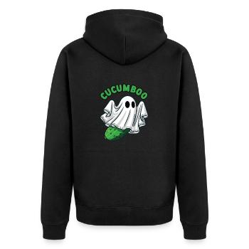 Gurke Lustige Gurke Halloween Kostüm Ghost Bo - Unisex Premium Bio Zip Hoodie - Schwarz - Hinten - Nico (187cm)