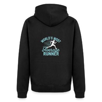 Der durchschnittlichste Läufer der Welt Lustiger Jogging-Spruch - Unisex Premium Bio Zip Hoodie - Schwarz - Hinten - Nico (187cm)
