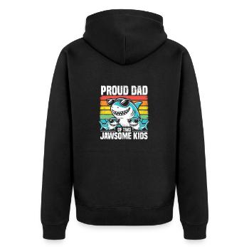 Fier papa de deux Jawsome Kids Famille requin Jeu de mots - Veste à capuche bio Premium Unisexe - noir - Dos - Nico (187cm)