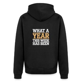 Was für ein Jahr diese Woche war Lustige College-Mama - Unisex Premium Bio Zip Hoodie - Schwarz - Hinten - Nico (187cm)