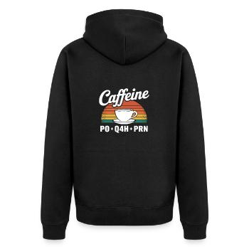 Koffein PO Q4H PRN Lustige Krankenschwester Krankenhaus - Unisex Premium Bio Zip Hoodie - Schwarz - Hinten - Nico (187cm)
