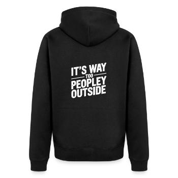 Draußen ist es viel zu volkstümlich Lustiger Humor - Unisex Premium Bio Zip Hoodie - Schwarz - Hinten - Nico (187cm)