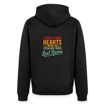 I stole their hearts now i'm stealing their last - Unisex Premium Organic Zip Hoodie - black - Back - Nico (187cm)