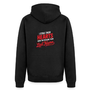 I stole their hearts now i'm stealing their last n - Unisex Premium Organic Zip Hoodie - black - Back - Nico (187cm)