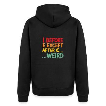 I avant E sauf après C Citation de grammaire amusante - Veste à capuche bio Premium Unisexe - noir - Dos - Nico (187cm)