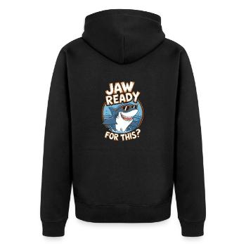 La mâchoire est prête pour ça ? Drôle d’amoureux des requins - Veste à capuche bio Premium Unisexe - noir - Dos - Nico (187cm)