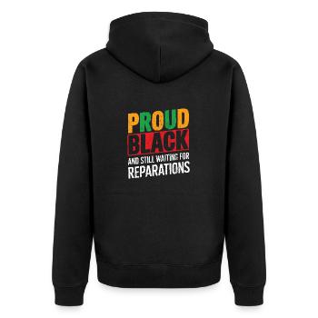 Fier Noir toujours en attente de réparations Humour - Veste à capuche bio Premium Unisexe - noir - Dos - Nico (187cm)