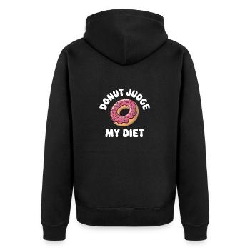 Donut-Richter meine Diät Lustiger Donut-Liebhaber Wortspiel - Unisex Premium Bio Zip Hoodie - Schwarz - Hinten - Nico (187cm)