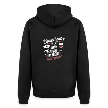 Chemotherapy by day Wind therapy by night Oncology - Unisex Premium Organic Zip Hoodie - black - Back - Nico (187cm)