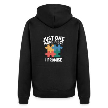 Nur noch ein Teil, ich verspreche ein lustiges Puzzle - Unisex Premium Bio Zip Hoodie - Schwarz - Hinten - Nico (187cm)