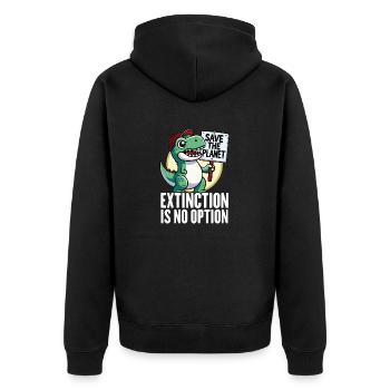 Aussterben ist keine Option Dinosaurier Umwelt - Unisex Premium Bio Zip Hoodie - Schwarz - Hinten - Nico (187cm)