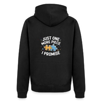 Nur noch ein Teil, ich verspreche ein lustiges Puzzle - Unisex Premium Bio Zip Hoodie - Schwarz - Hinten - Nico (187cm)