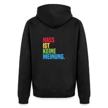 Hate is not an opinion Statement against the right - Unisex Premium Organic Zip Hoodie - black - Back - Nico (187cm)