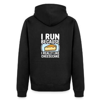 I run because i really like Cheesecake Joggin - Unisex Premium Organic Zip Hoodie - black - Back - Nico (187cm)