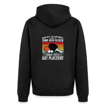 Meine Netz- und Kantenbälle sind kein Glück - Unisex Premium Bio Zip Hoodie - Schwarz - Hinten - Nico (187cm)