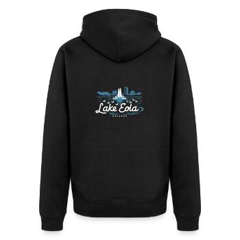 Lake Eola Orlando Florida Urlaub Souvenir - Unisex Premium Bio Zip Hoodie - Schwarz - Hinten - Nico (187cm)