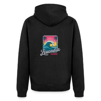 Plage de Leucadia California Palms - Veste à capuche bio Premium Unisexe - noir - Dos - Nico (187cm)