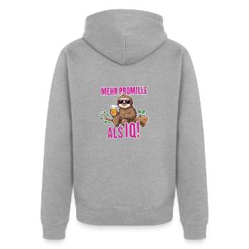 Plus pour mille que IQ Saufen Bier Alkohol Party Fau - Veste à capuche bio Premium Unisexe - gris chiné - Dos - Nico (187cm)