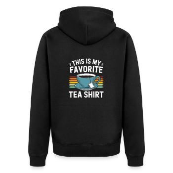 This is my favorite Tea Shirt Tea Lover Funny Pun - Unisex Premium Organic Zip Hoodie - black - Back - Nico (187cm)