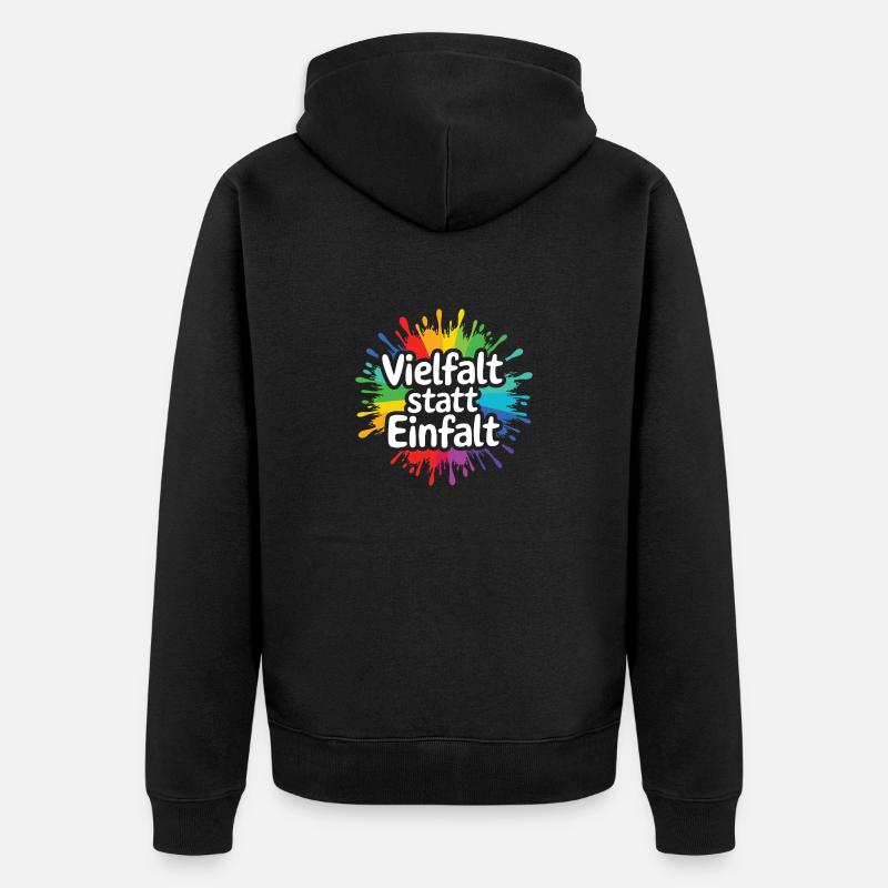 Vielfalt statt Einfalt Statement gegen rechts - Unisex Premium Bio Zip Hoodie - Schwarz