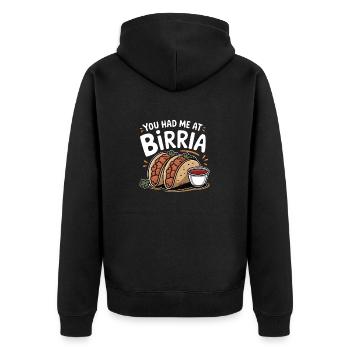 Du hattest mich bei Birria Tacos geholfen Lustiges mexikanisches Essen - Unisex Premium Bio Zip Hoodie - Schwarz - Hinten - Nico (187cm)