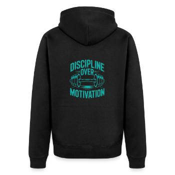 La discipline plutôt que la motivation pour le sportif de fitness - Veste à capuche bio Premium Unisexe - noir - Dos - Nico (187cm)