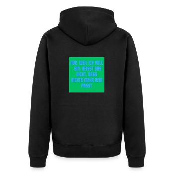 Nur weil ich voll bin ? - Unisex Premium Bio Zip Hoodie - Schwarz - Hinten - Nico (187cm)