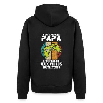 Proof that Dad doesn't play video games - Unisex Premium Organic Zip Hoodie - black - Back - Nico (187cm)