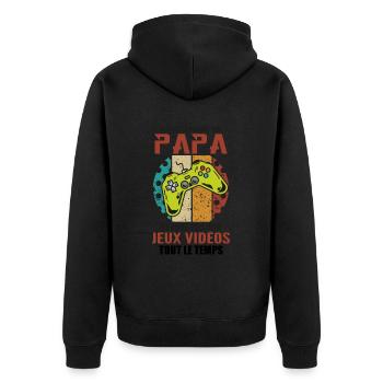 Proof that Dad doesn't play video games - Unisex Premium Organic Zip Hoodie - black - Back - Nico (187cm)