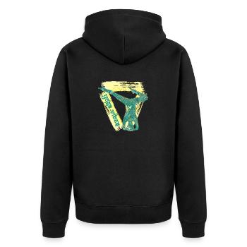 yoga 28 e 71 - Unisex Premium Bio Zip Hoodie - Schwarz - Hinten - Nico (187cm)