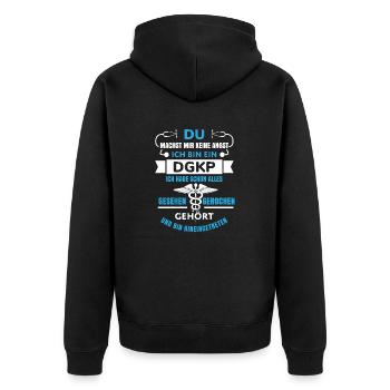 Dgkp Österreich diplomierter Krankenpfleger lustig - Unisex Premium Bio Zip Hoodie - Schwarz - Hinten - Nico (187cm)