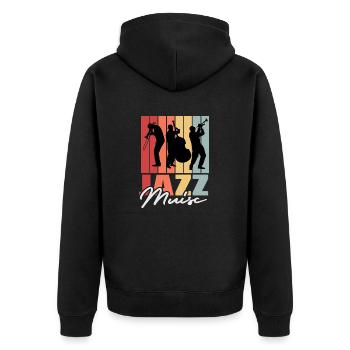 JAZZ MUSIC / VINTAGE DESIGN - Unisex Premium Bio Zip Hoodie - Schwarz - Hinten - Nico (187cm)