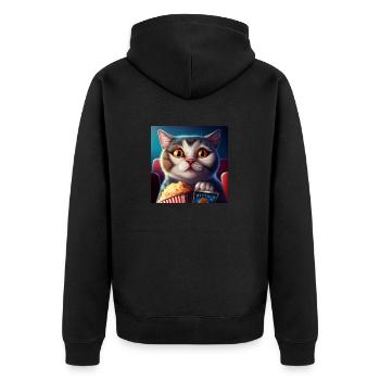Catmovie - Unisex Premium Bio Zip Hoodie - Schwarz - Hinten - Nico (187cm)