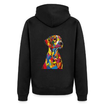 Hund - Unisex Premium Bio Zip Hoodie - Schwarz - Hinten - Nico (187cm)