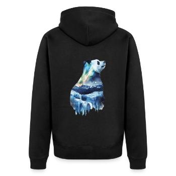 Panda - Unisex Premium Bio Zip Hoodie - Schwarz - Hinten - Nico (187cm)
