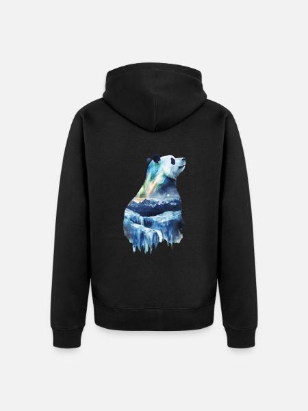 Panda - Unisex Premium Bio Zip Hoodie - Schwarz