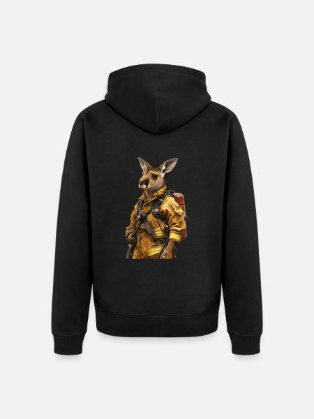 Känguru - Unisex Premium Bio Zip Hoodie - Schwarz