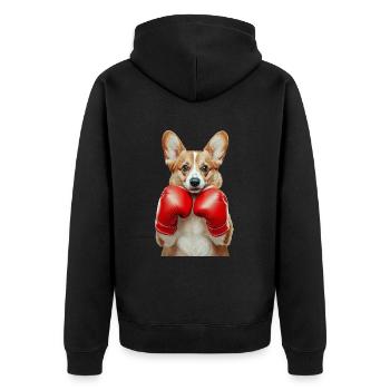 Corgi - Unisex Premium Bio Zip Hoodie - Schwarz - Hinten - Nico (187cm)