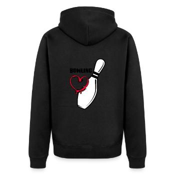 bowling strike bowlingbahn bowling-love - Unisex Premium Bio Zip Hoodie - Schwarz - Hinten - Nico (187cm)