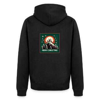 Renne au sommet de la montagne dans la forêt de Noël - Veste à capuche bio Premium Unisexe - noir - Dos - Nico (187cm)